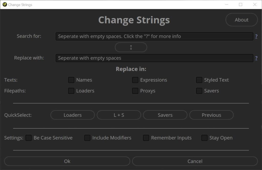 Change Strings find and replace in Fusion or DaVinci Resolve