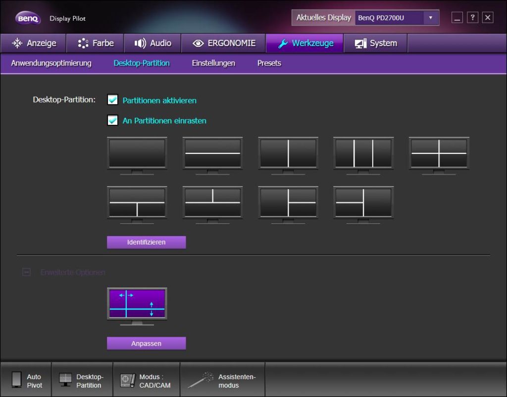 BENQ DisplayPilot Software Partitions