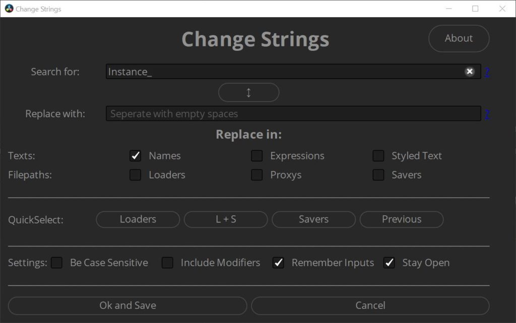 Change Strings find and batch replace names expression filepaths