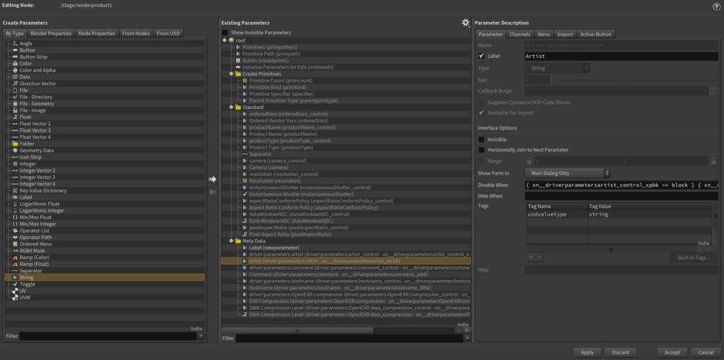 Edit Parameter Interface in Houdini to add custom Metadata